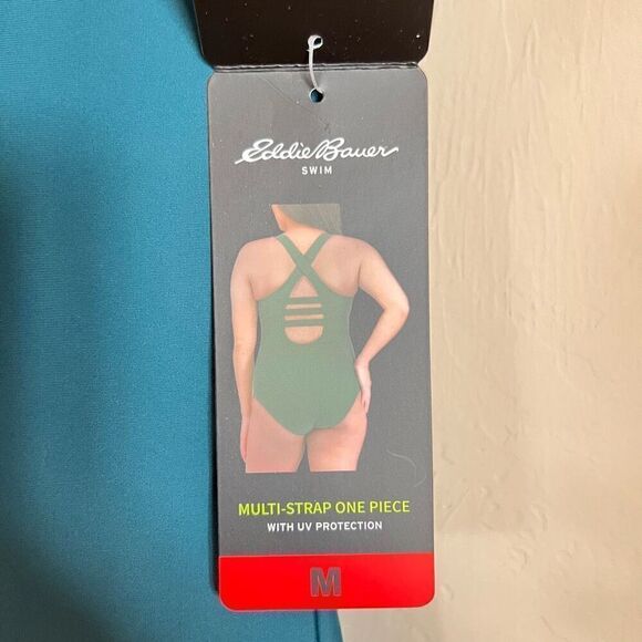 NWT Eddie Bauer One Piece Swimsuit Women’s Medium Bathing Suit Green High Neck - Picture 6 of 16